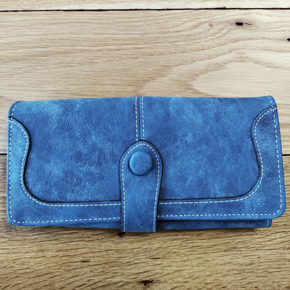 Blue vegan leather wallet